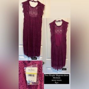 FreePeople Women’s Medium Magenta Lace dress
